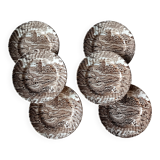 6 Ridgway "Hayride" brown and white dessert plates, Staffordshire Iron