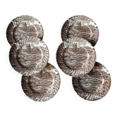 6 Ridgway "Hayride" brown and white dessert plates, Staffordshire Iron