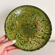 Coupe, vide-poche Tamegroute ancienne en céramique vernissée verte