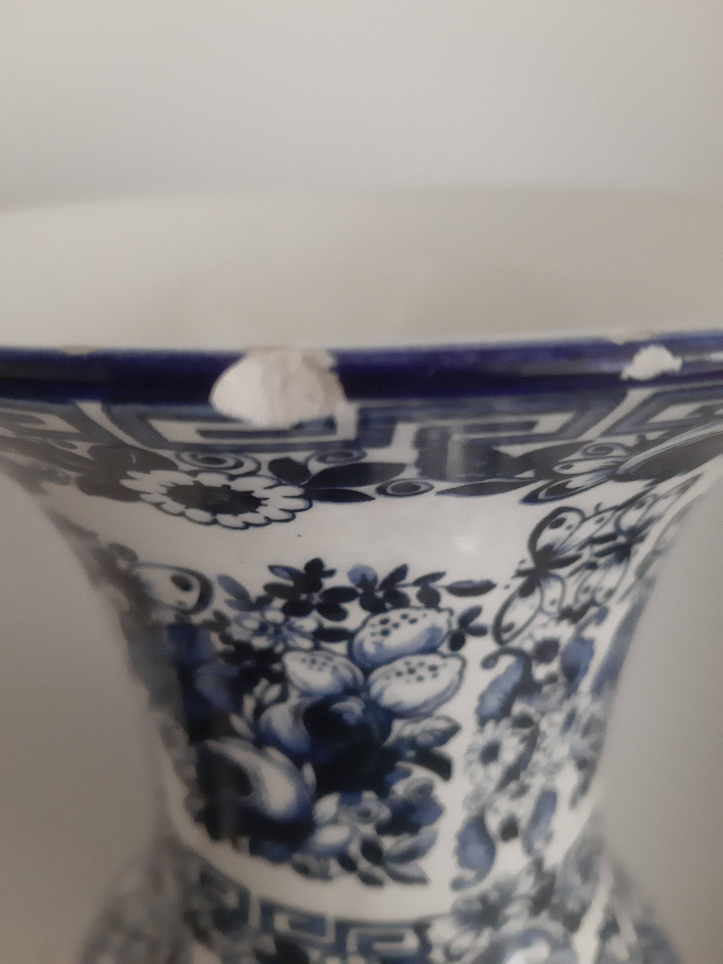 Blue and white Delft earthenware vase