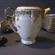 10 cups and tea saucers Limoges porcelain DRB Manufacture decor signed JS