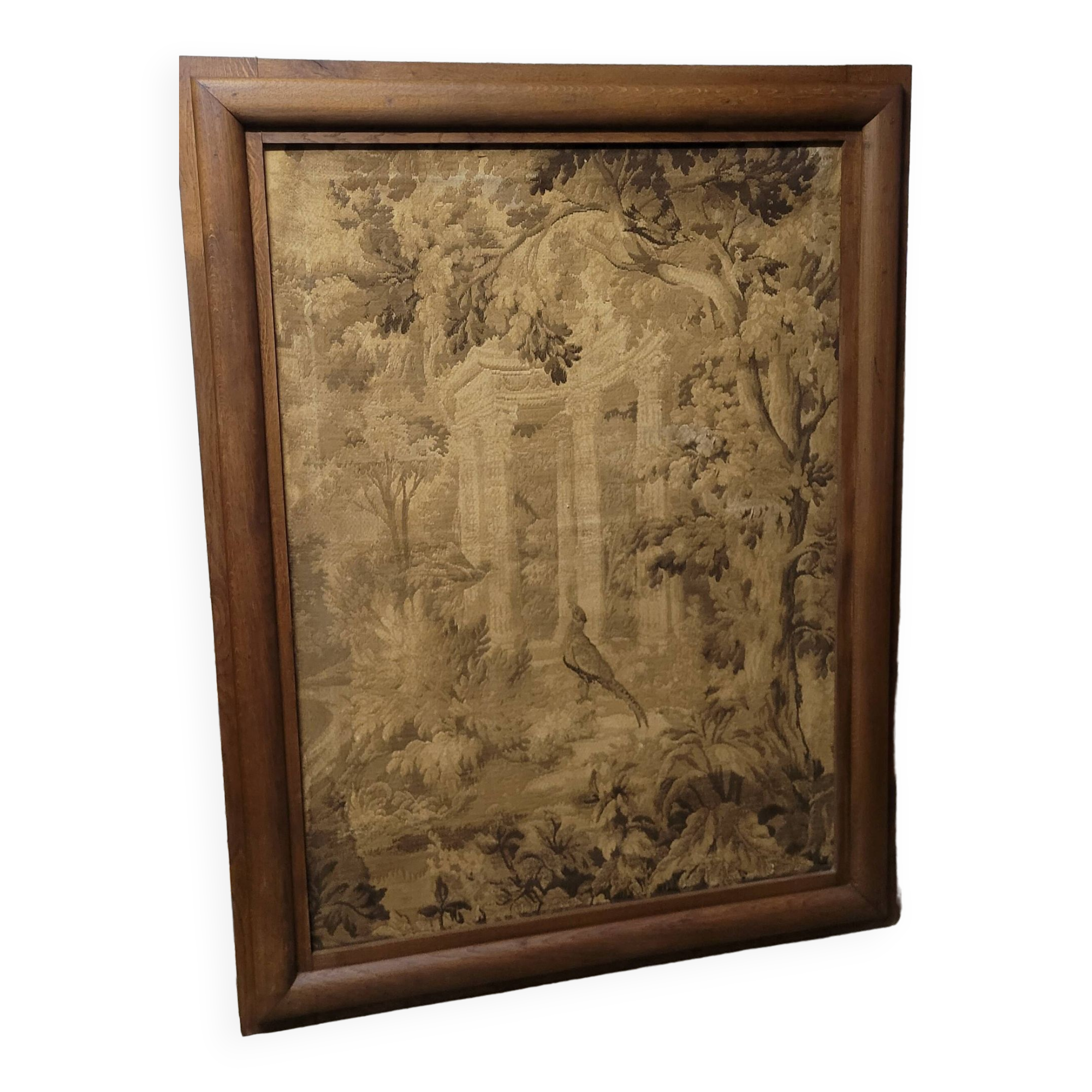 Still life tapestry on stretcher with wooden frame