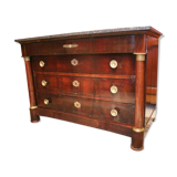 Commodity with mahogany detached columns and Empire gilded bronze ornaments