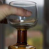 Vintage 70s glasses with amber block feet