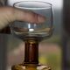 Verres vintage années 70 à pieds bloc ambré
