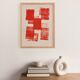 Abstract painting 30x40cm illustration in red signed eawy
