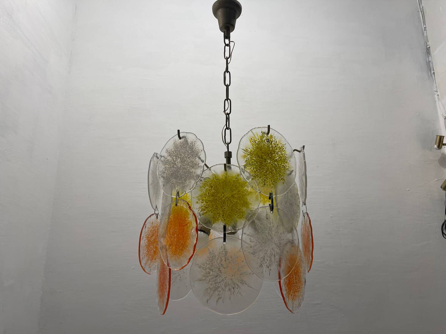 Murano Glass Disc Snowflake Chandelier 1960’s