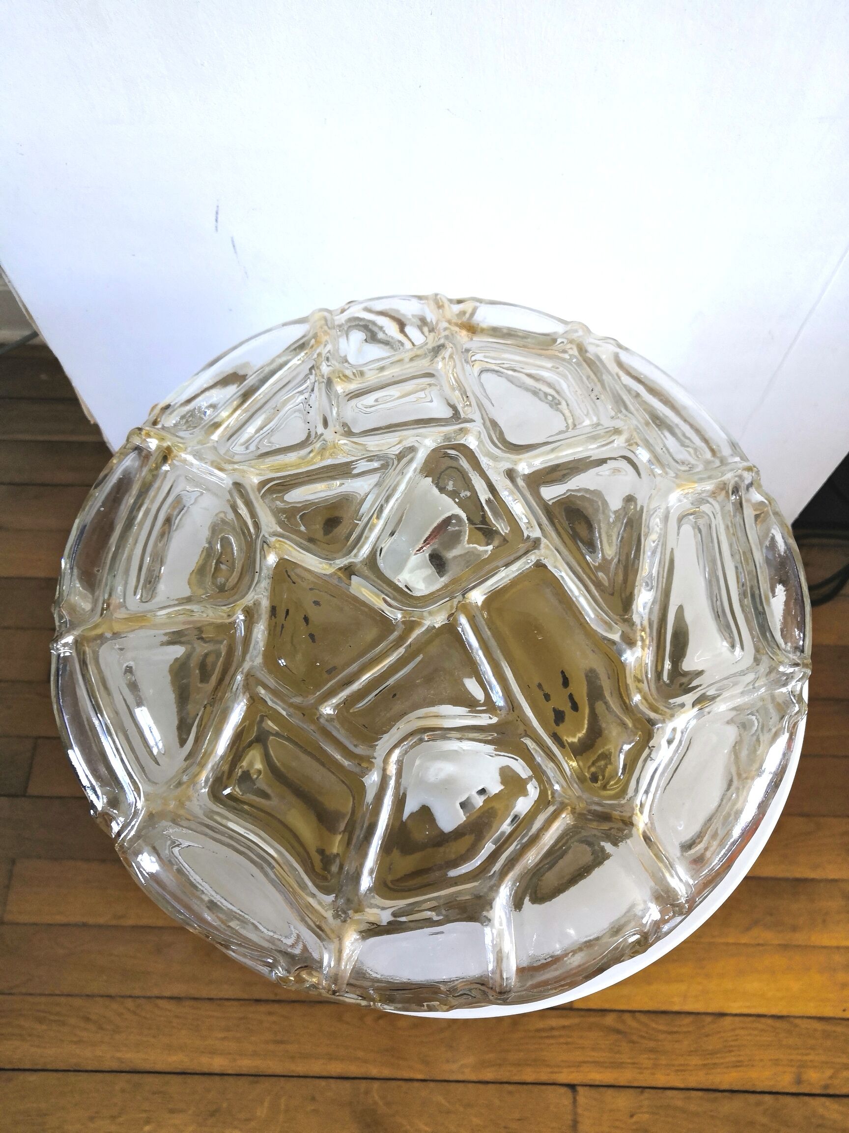 Vintage ceiling lamp in bubbled glass design Profassung 70s - 80s