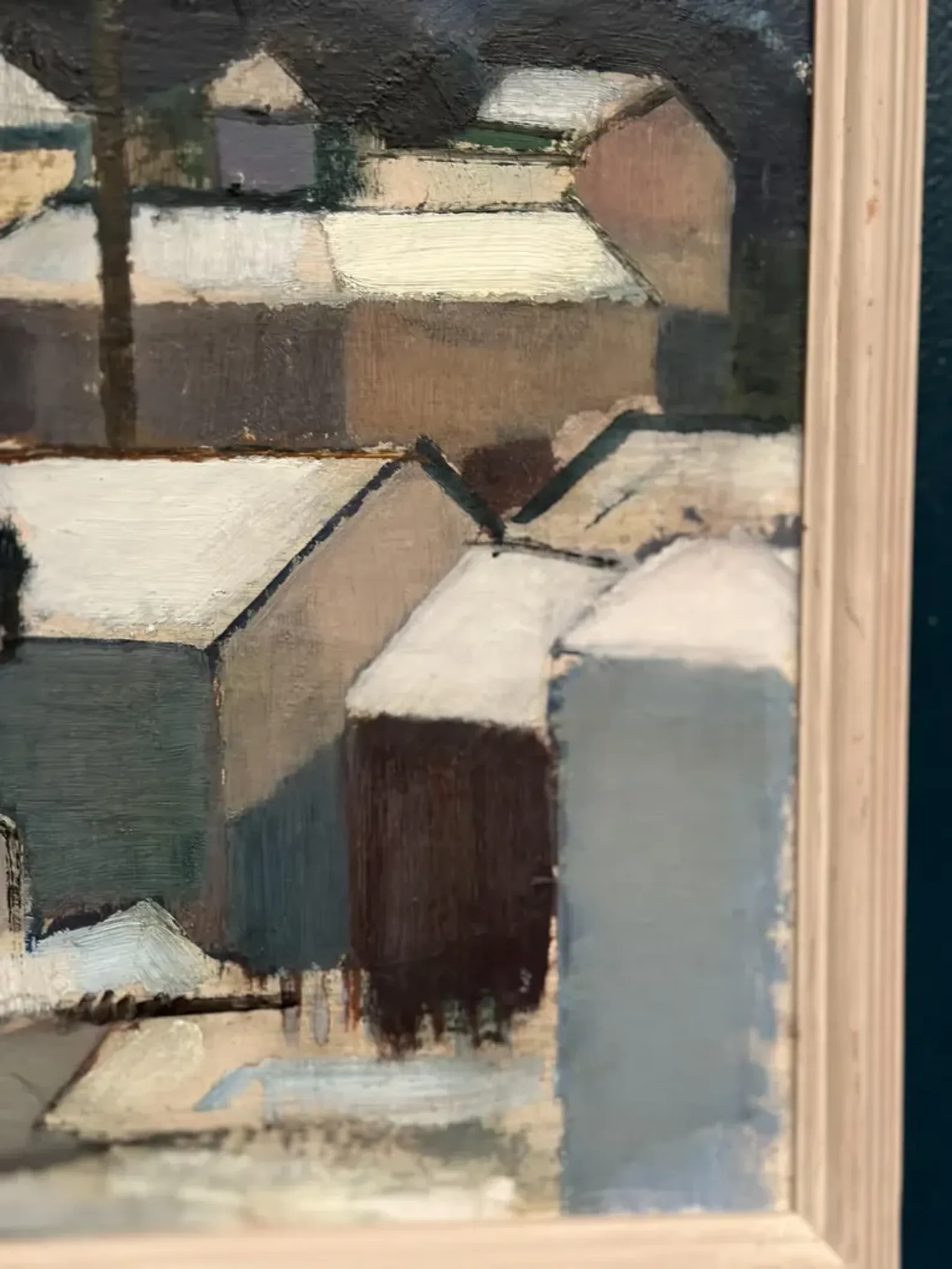 Original Swedish Oil on Canvas – "Winter Night in the City" by Helmer Forslund – Signed – Vintage and Framed – 45 × 37 cm (17.7" × 14.6")