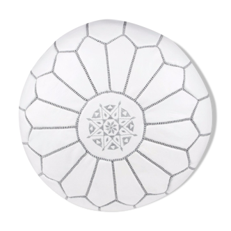 Pouf cuir blanc gris  35 CM x  55 CM