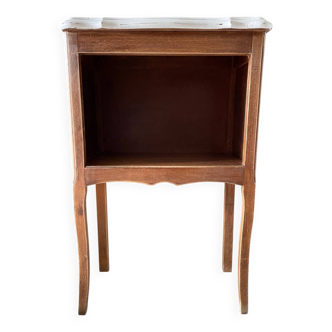 Table de chevet bois plateau blanc vintage