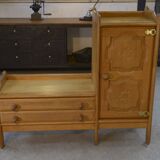 Oak entrance cabinet by Guillerme and Chambron 1960