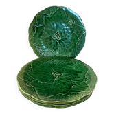 Set of 5 dessert plates in barbotine, vine leaf model Gien