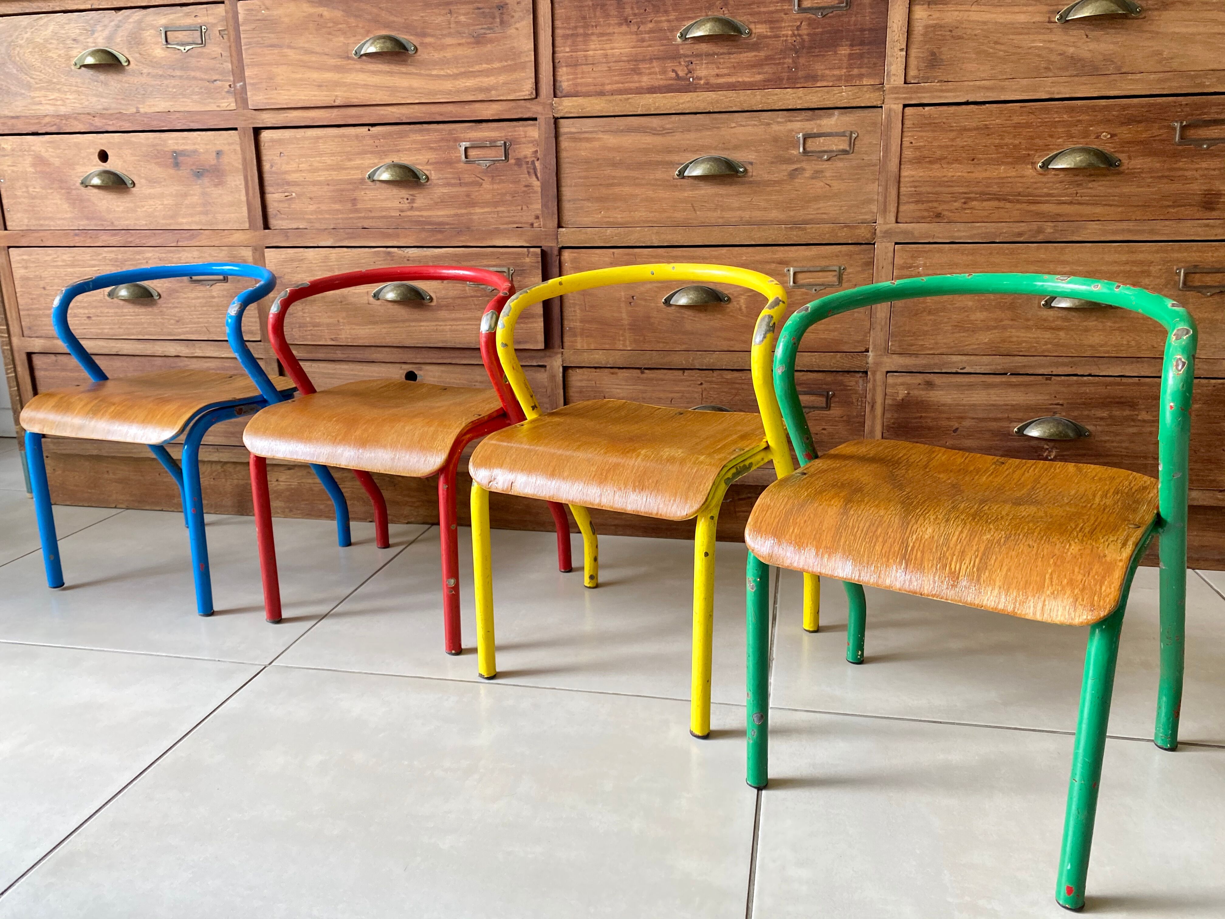 Vintage child school chair Jacques Hitier