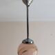 suspension glass globe pink and gold on a metal aluminium stem and structure