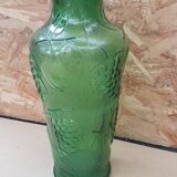 Old green molded glass vase vintage grape cluster decor