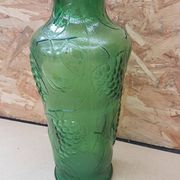Old green molded glass vase vintage grape cluster decor