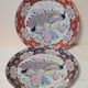 Set of 2 decorative plates Japanese peacock decoration with chrysanthemums