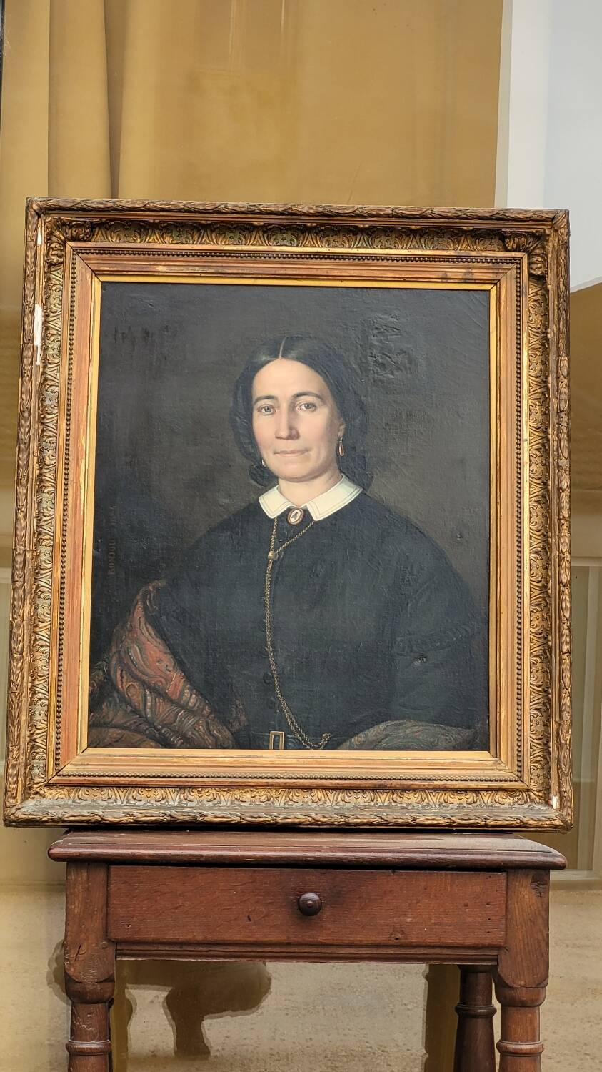 Oil on Canvas Portrait Painting of a Woman Framed 19th Century Signed