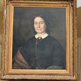 Tableau Portrait Huile sur Toile d'une Femme Encadré 19ème signé