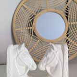 Magnifique paire de serre livres en céramique vintage (D-0022)