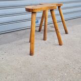 Pair of tripod stools in solid wood
