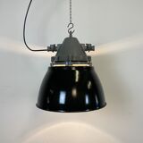 Dark grey explosion proof lamp with black enameled shade, 1970s