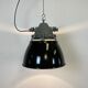 Dark grey explosion proof lamp with black enameled shade, 1970s