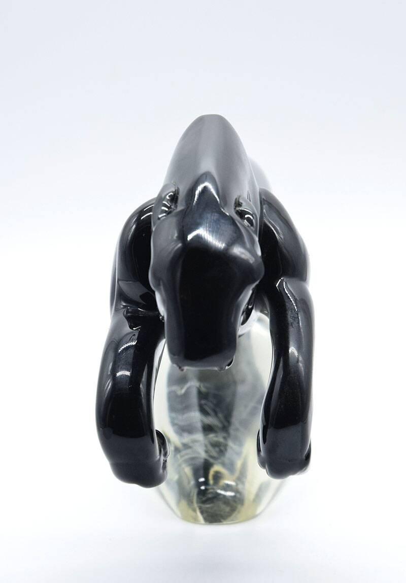 Large Deco sculpture of a panther in Murano glass, 1940s