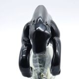 Large Deco sculpture of a panther in Murano glass, 1940s