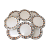 Assiettes à desserts Terre de Fer décor fleurs Badonviller Denise