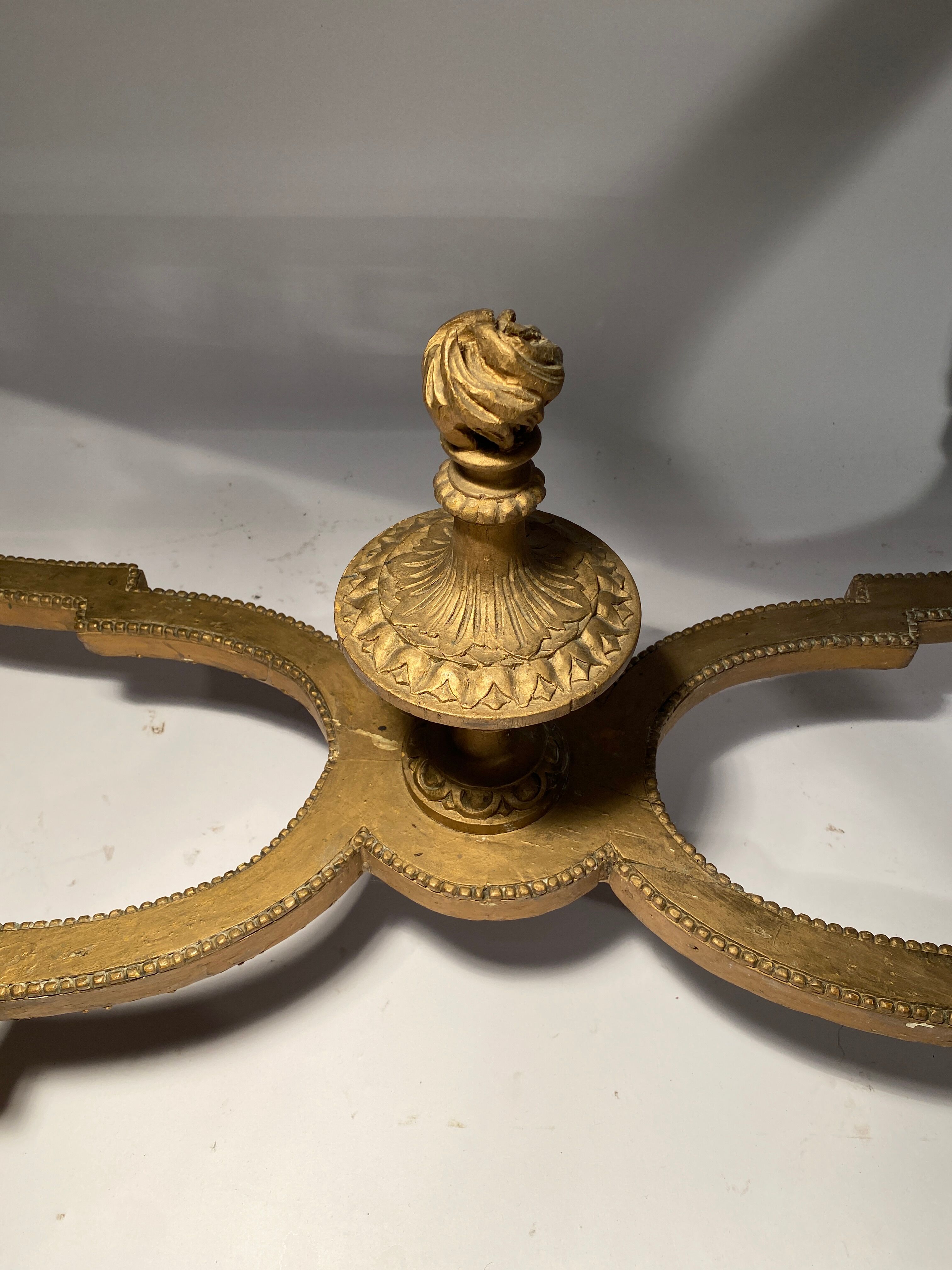 Middle wooden table with green-golden patina Louis XVI style, nineteenth century.