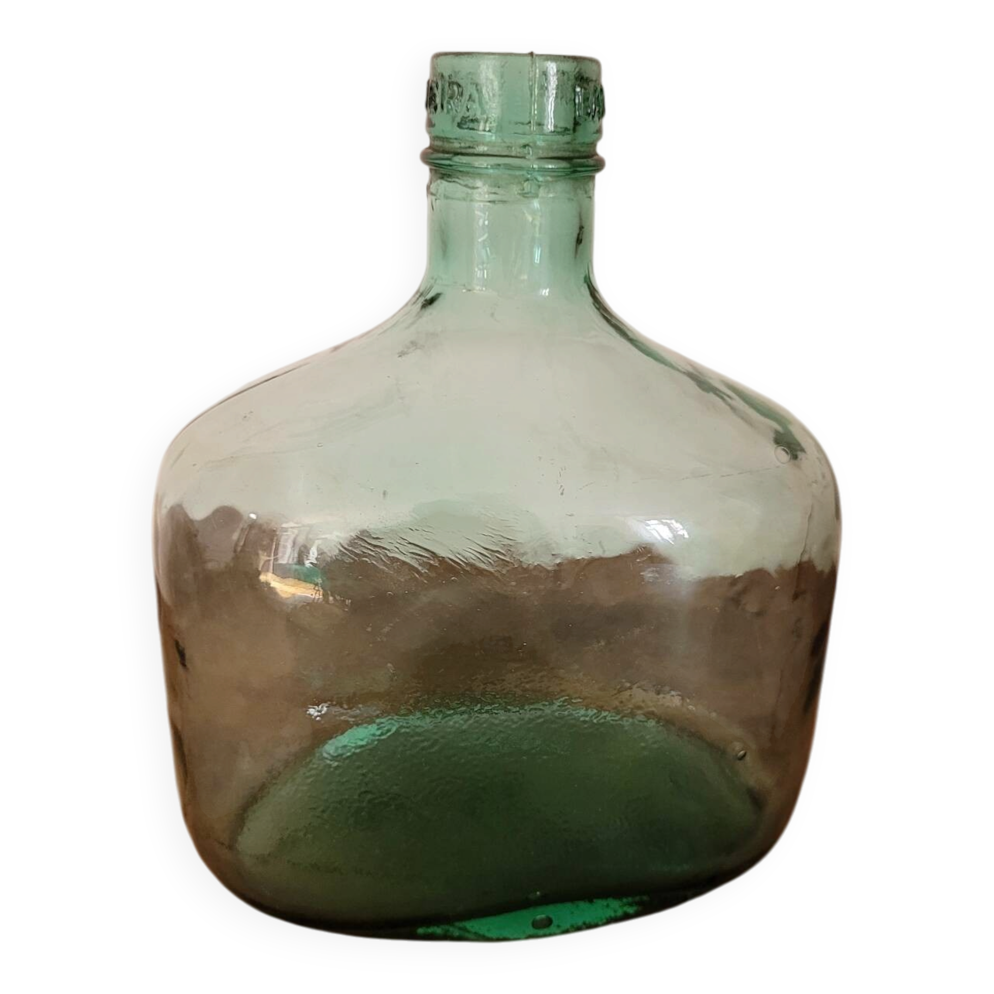 Green oblong glass carafe