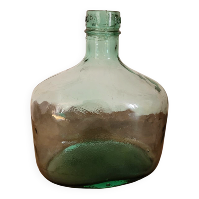 Dame-jeanne en verre vert oblongue