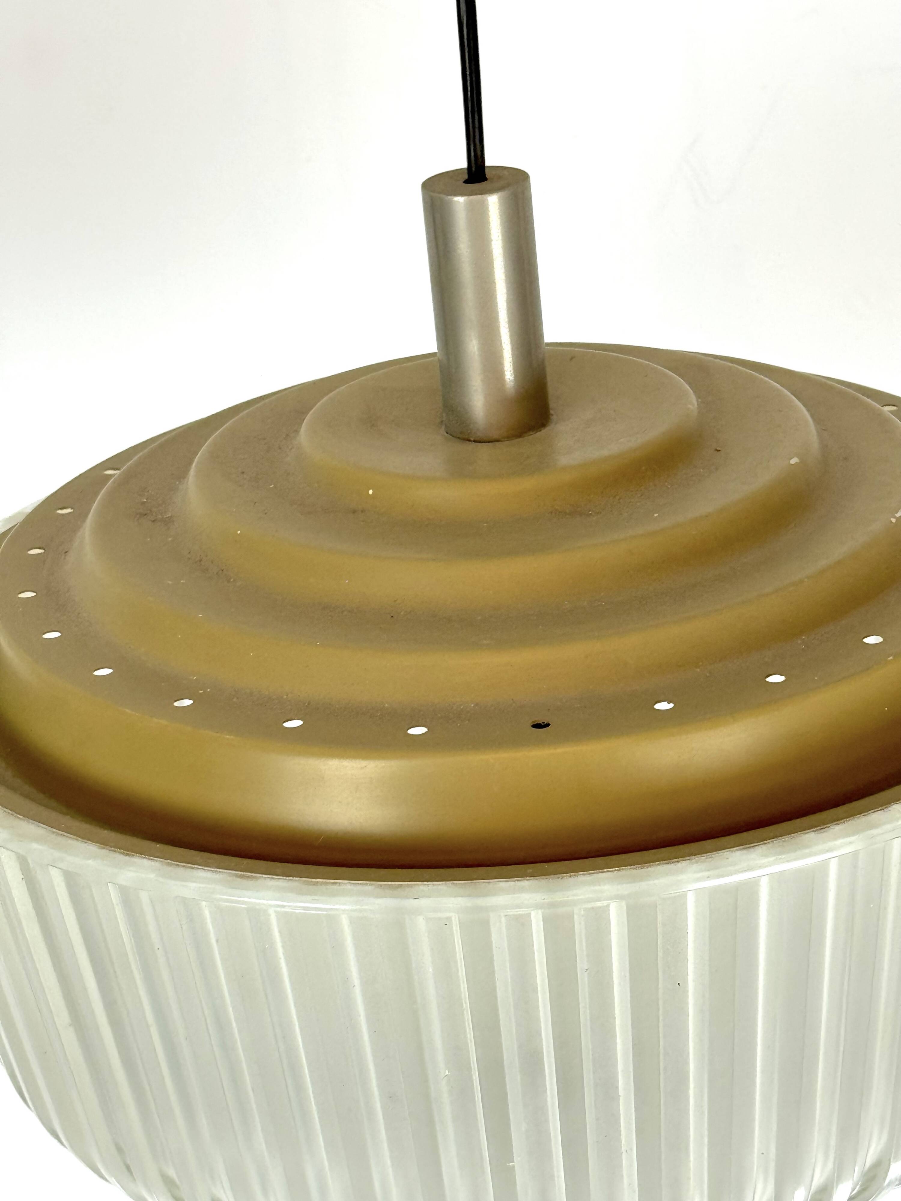 Seguso, Art Deco glass and metal chandelier from 40s