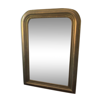 Miroir ancien à cadre mouluré et frise de perles 59x80cm
