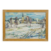 Peinture à l'huile vintage de Taufkirchen, Bavière, Alexander Michael 1975