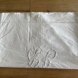 Drap brodé en lin et coton