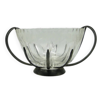 Mid-century modern sugar bowl, glass, Poland, 1960s.