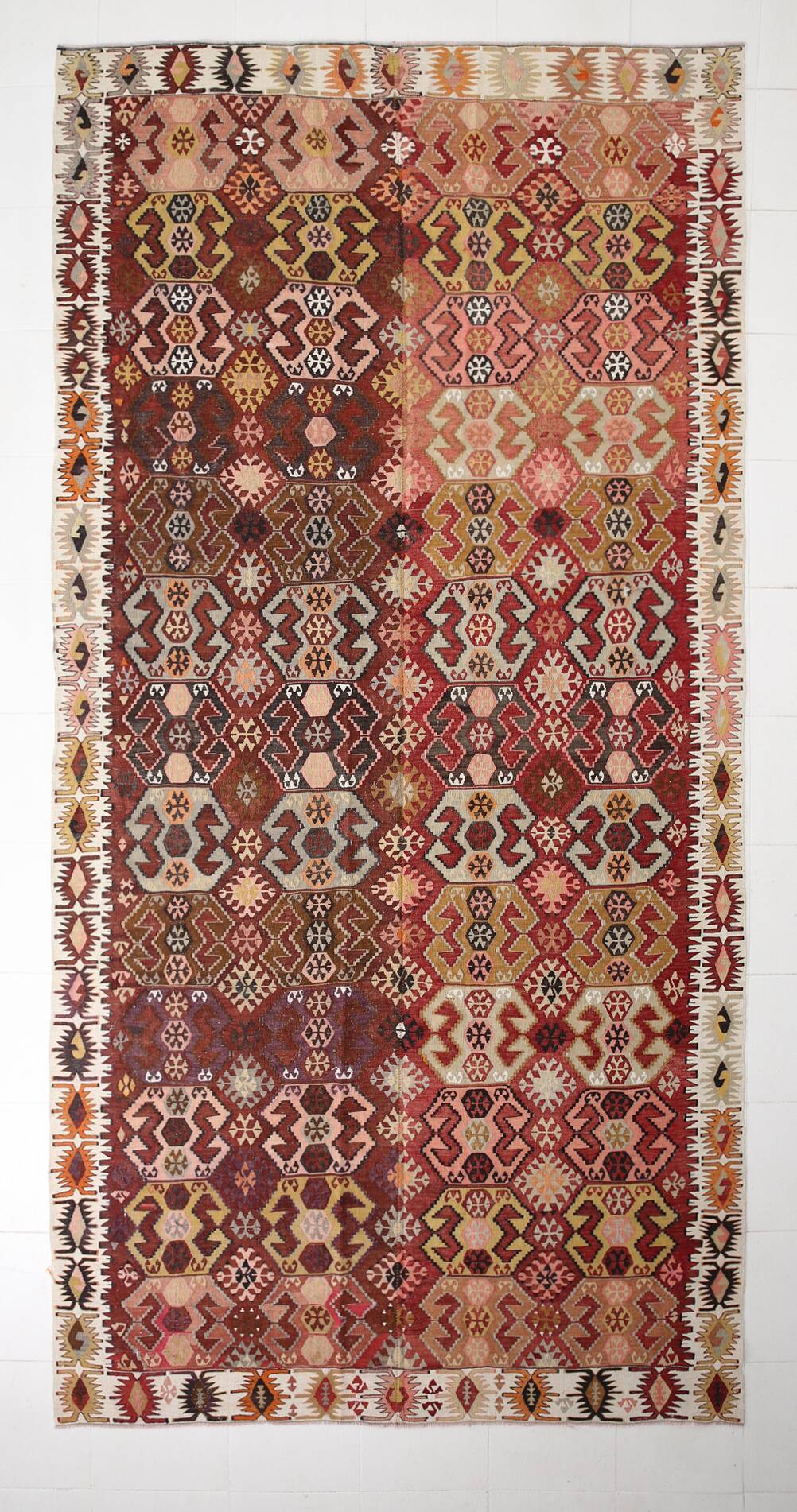 7X14 KİLİM LARGE AREA TURKISH KİLİM RUG, WOOL VINTAGE KILIM RUG, 212X438