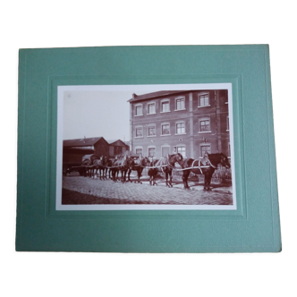 Old photograph 1900 carriage horses and coachman State Railways