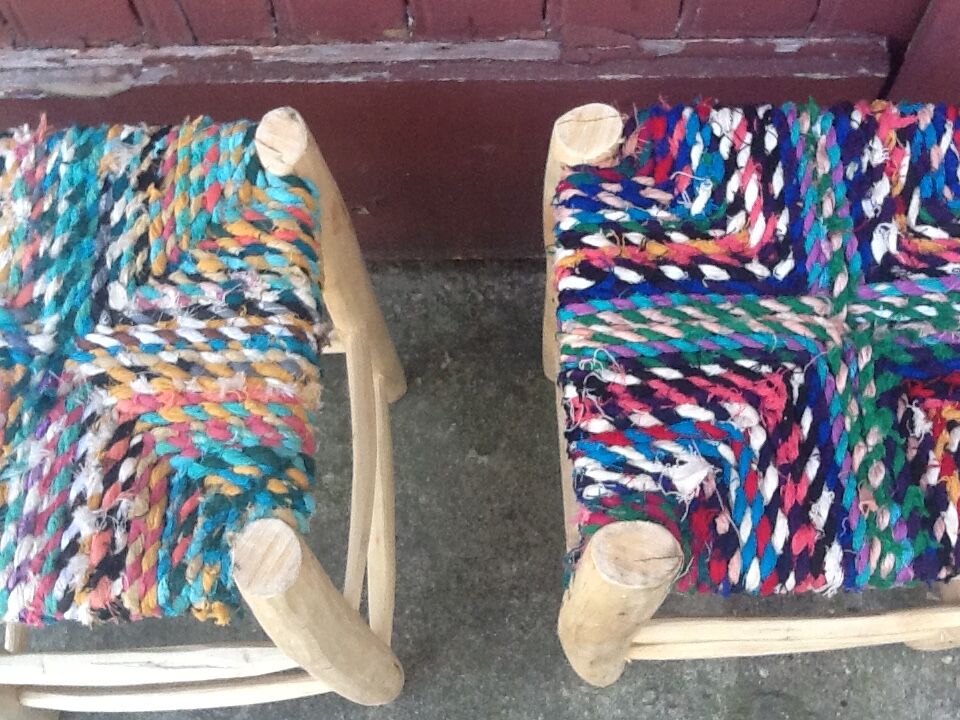 Ensemble de 2 tabourets boucherouite style rainbow