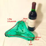 Plat trilobe en verre vert-de-mer midcentury