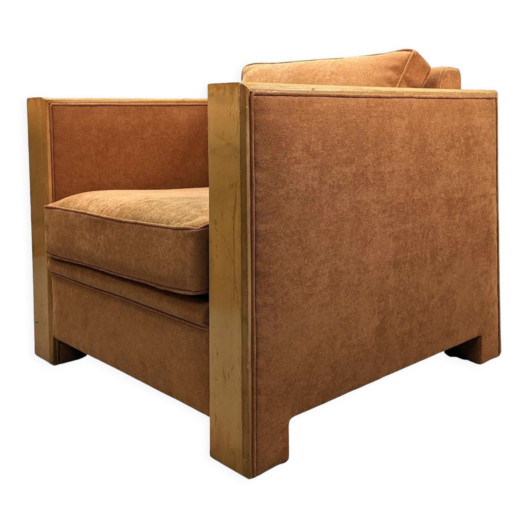 Club chairs Hugues Chevalier sycamore and suede
