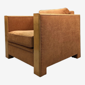 Club chairs Hugues Chevalier sycamore and suede