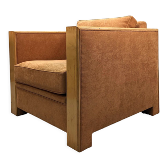 Club chairs Hugues Chevalier sycamore and suede
