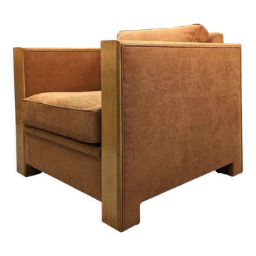 Club chairs Hugues Chevalier sycamore and suede