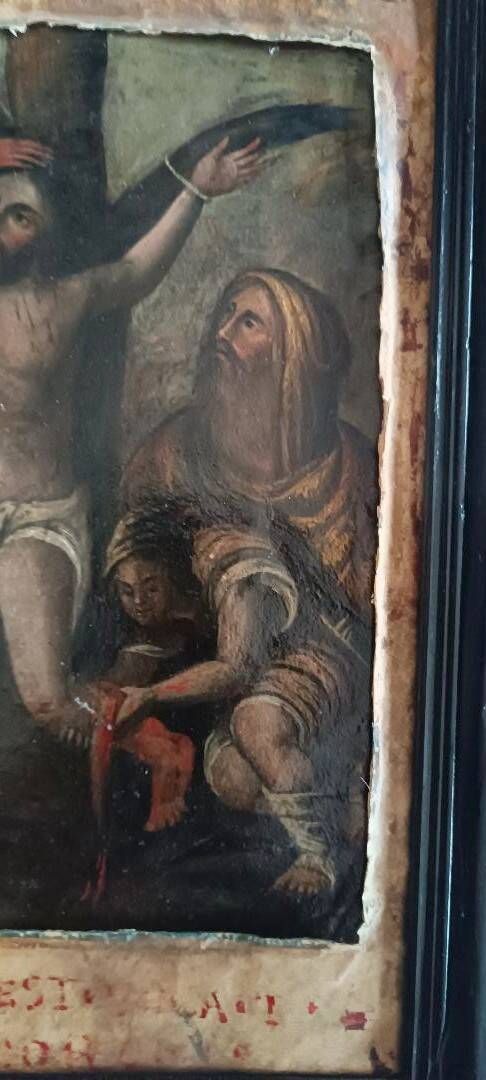 Antique painting on copper - 18th century - Martyrdom of Saint Bartholomew