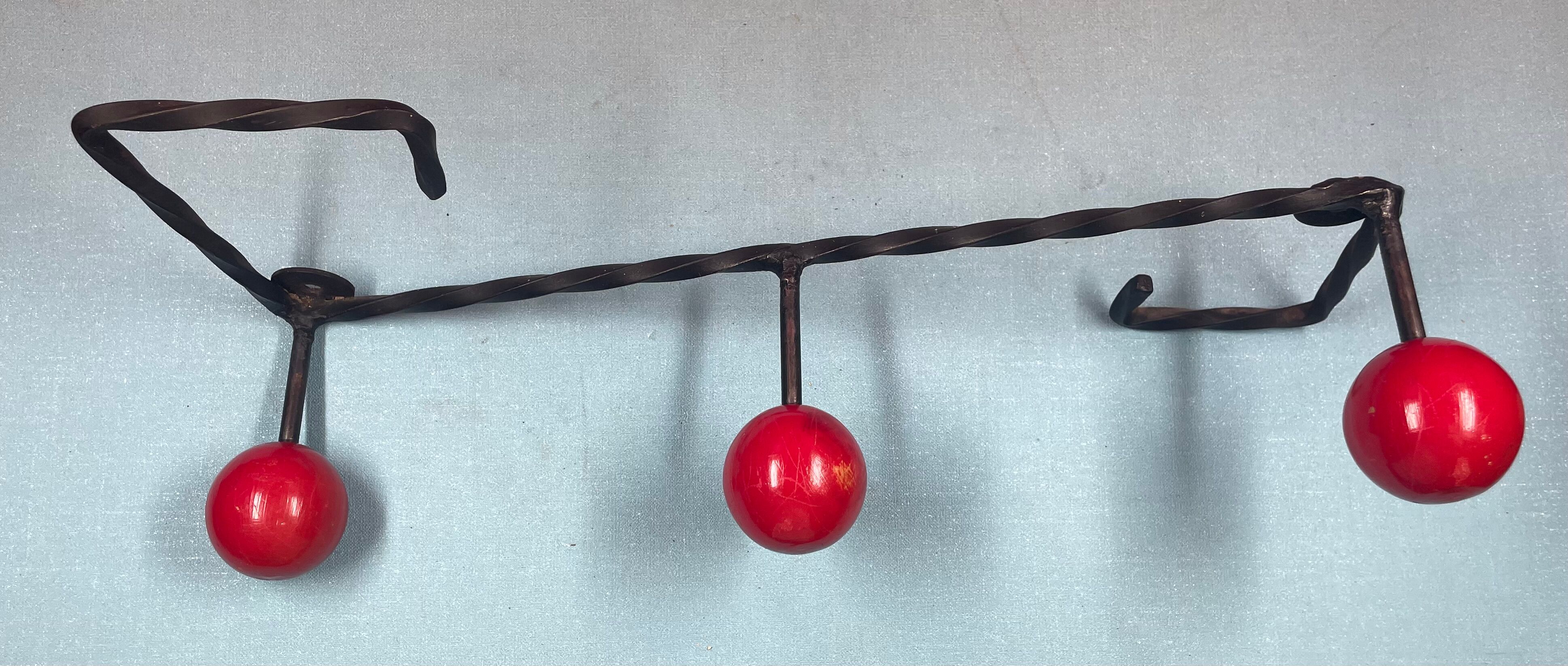 Coat rack hook wrought iron and wood