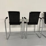 6 chaises noires tubulaires design d'Axel Bruchhäuser modèle D20 bauhaus